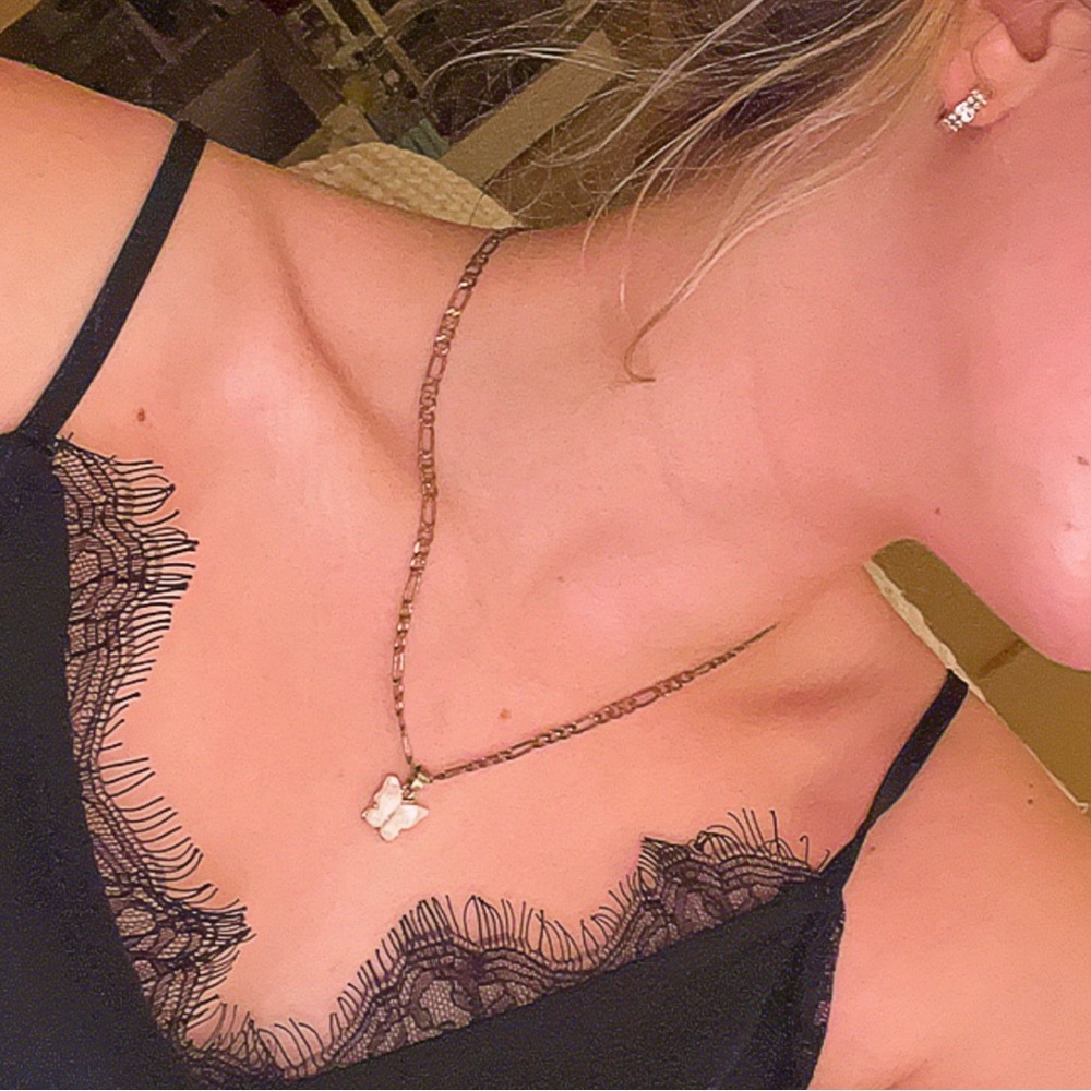 White boutique butterfly necklace